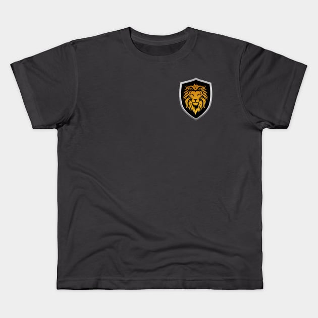 Gold Lion and Black Shield Pocket Logo Kids T-Shirt by SweetPaul Entertainment 